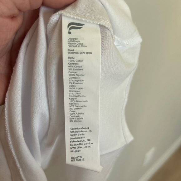 Women’s Fabletics 100% Cotton V-Neck Tee, White, Small - Picture 5 of 6
